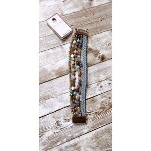 Avant Multi Strand Beaded Bracelet Faceted Magnetic Closure 7"